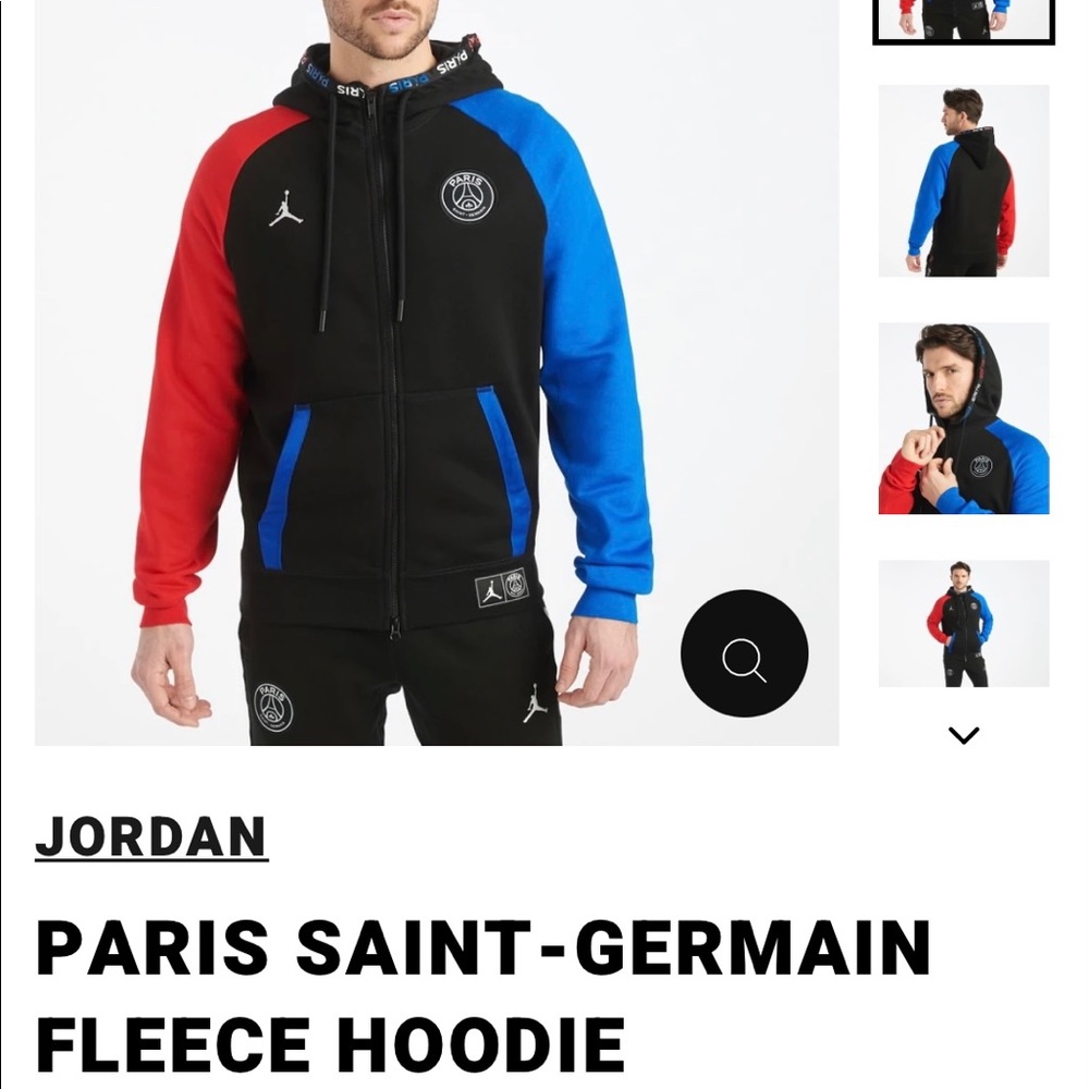 Jordan Paris Saint Germain Fleece Hoodie Size XL